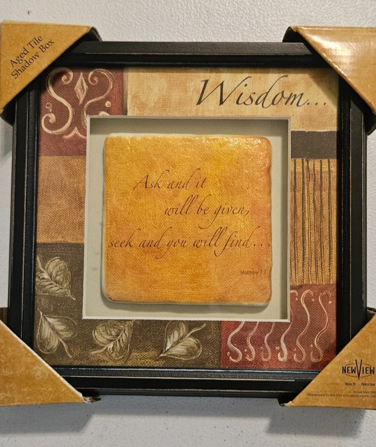 2 New in Box Pieces of Inspirational Home Decor, Wall Art, Jewel Tones, 8 x 8