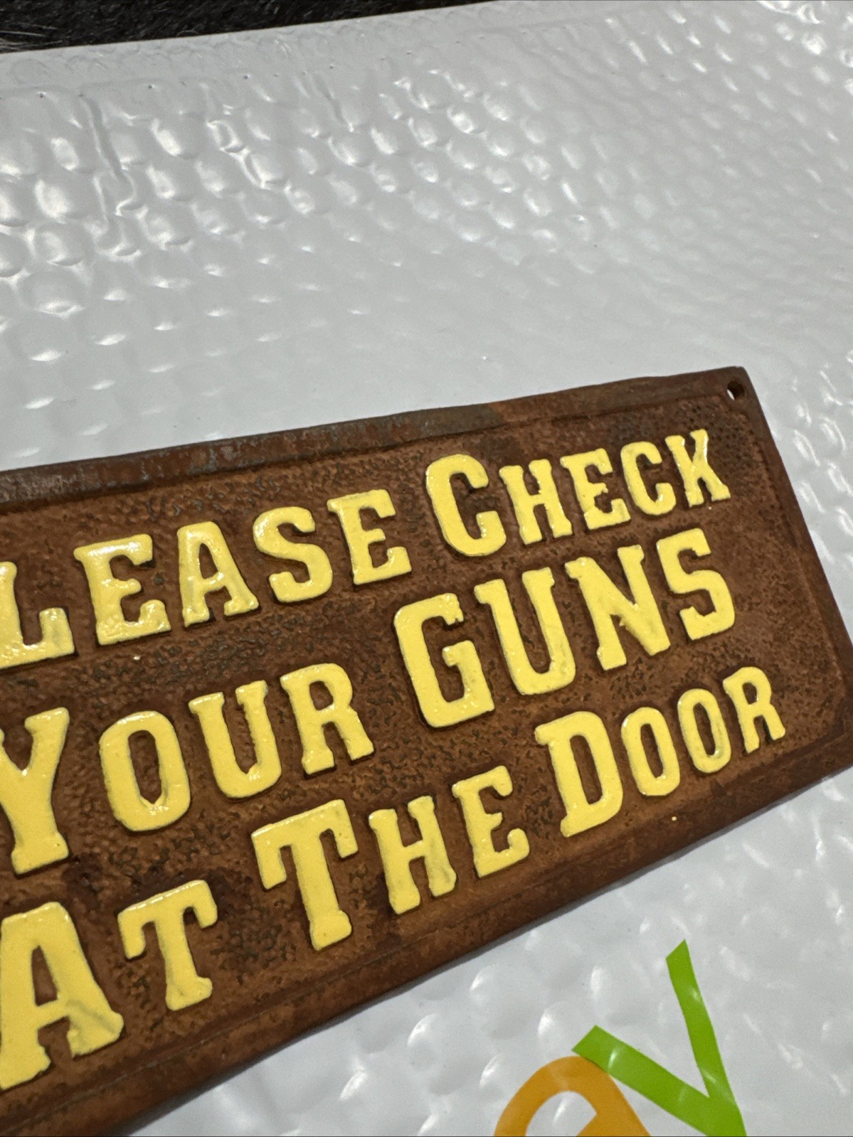 Please Check Guns Door Metal Sign Plaque Rodeo Wild West Cowgirl Bedroom Decor