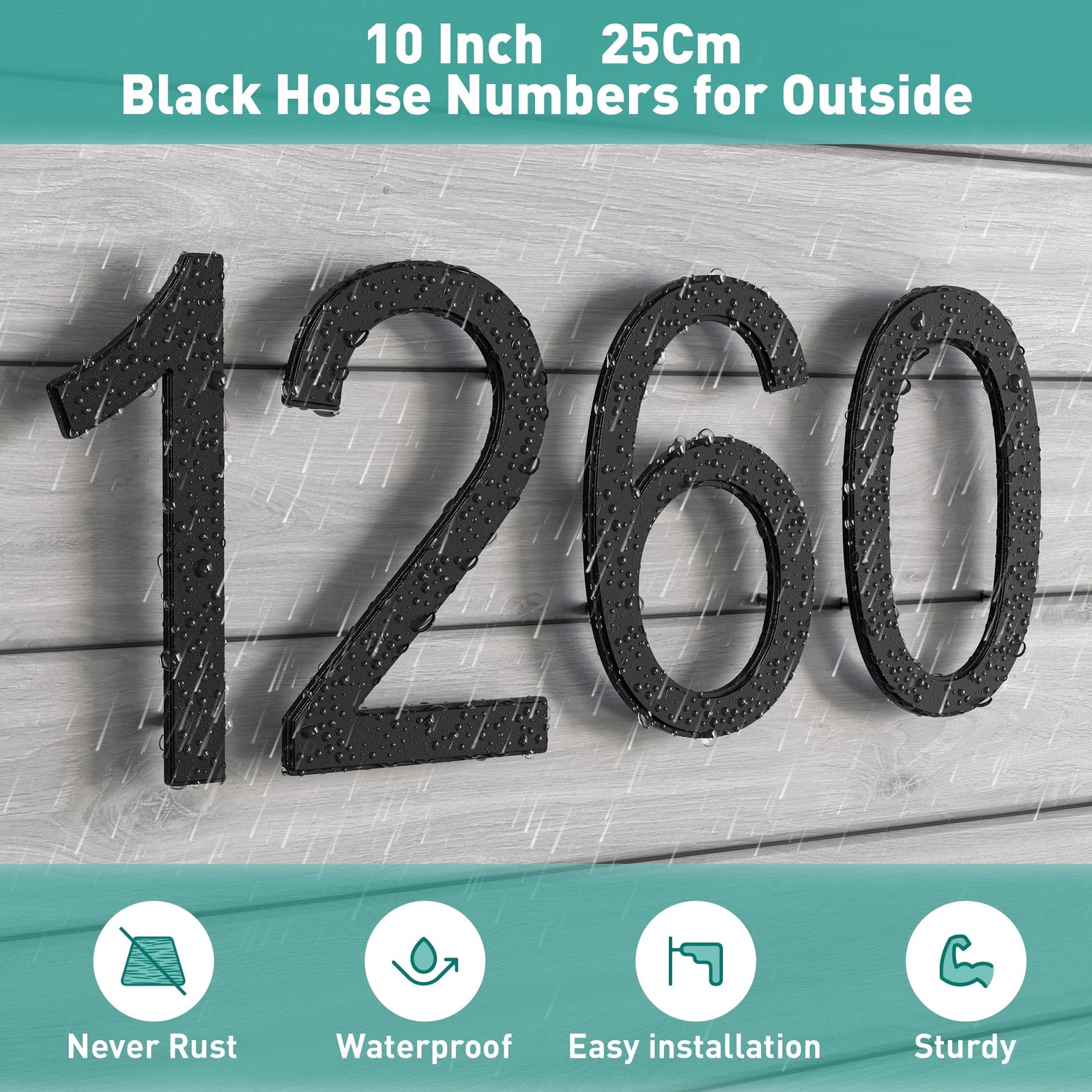 Modern House Numbers for Outside Address Numbers 10 Inch Black Metal House Nu…