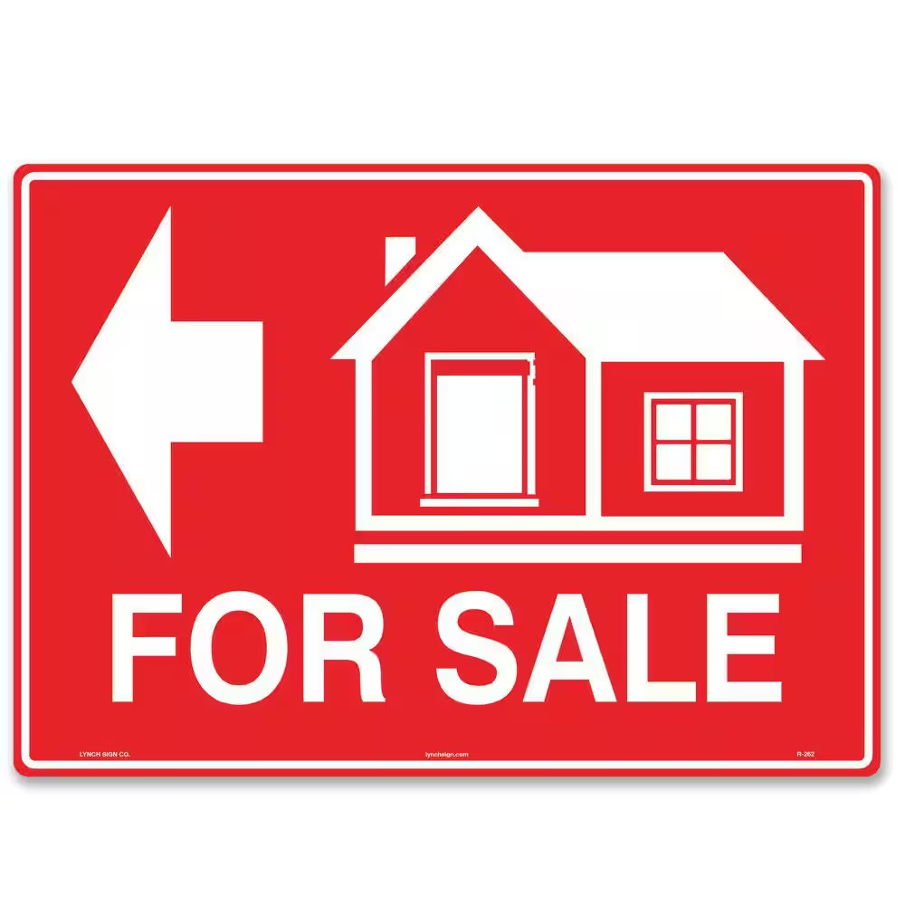 14 In. X 10 In. House for Sale Sign (Left Arrow) Printed on More Durable Longer-