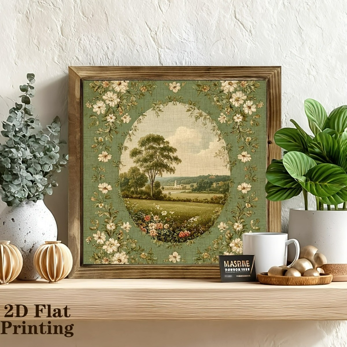 Rustic Landscape Wooden Sign French Postal Floral Decor for Bedroom Living Room