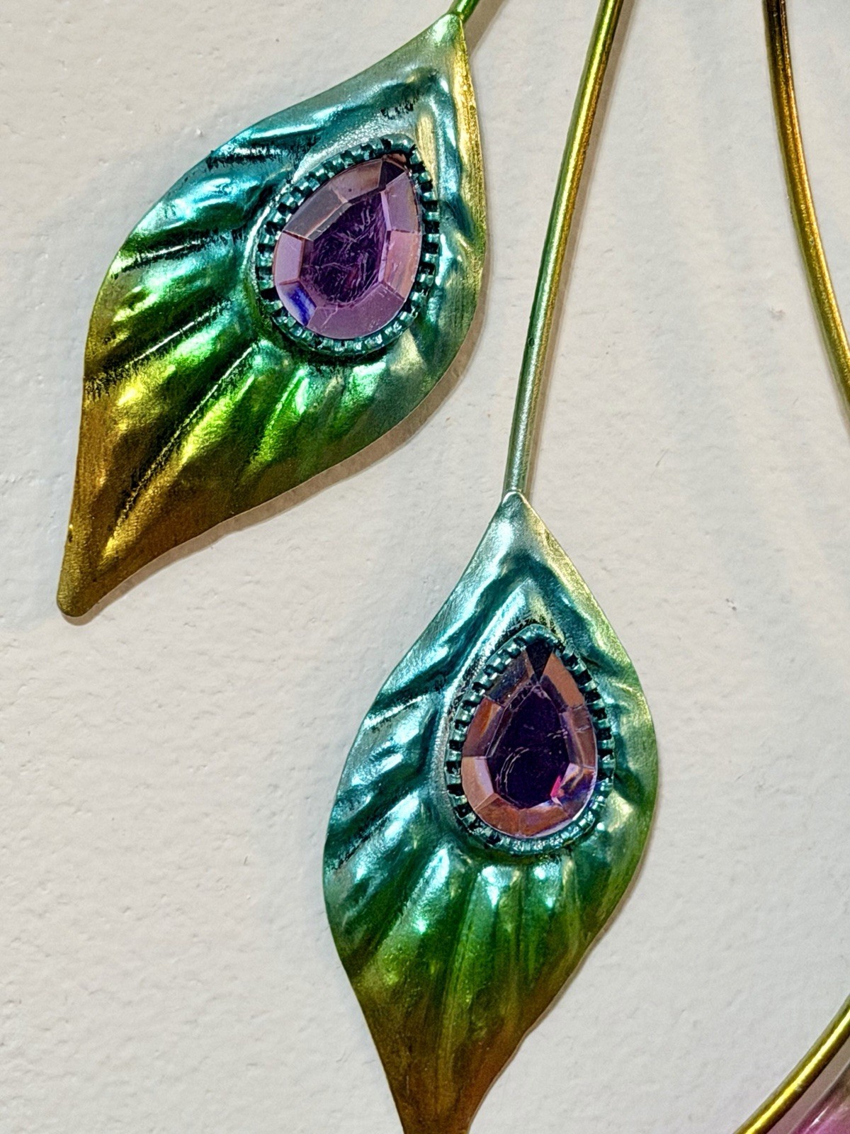 Multi-Color Peacock Metal Wall Decor with Faux Gemstones 20.5″ X 10.75”