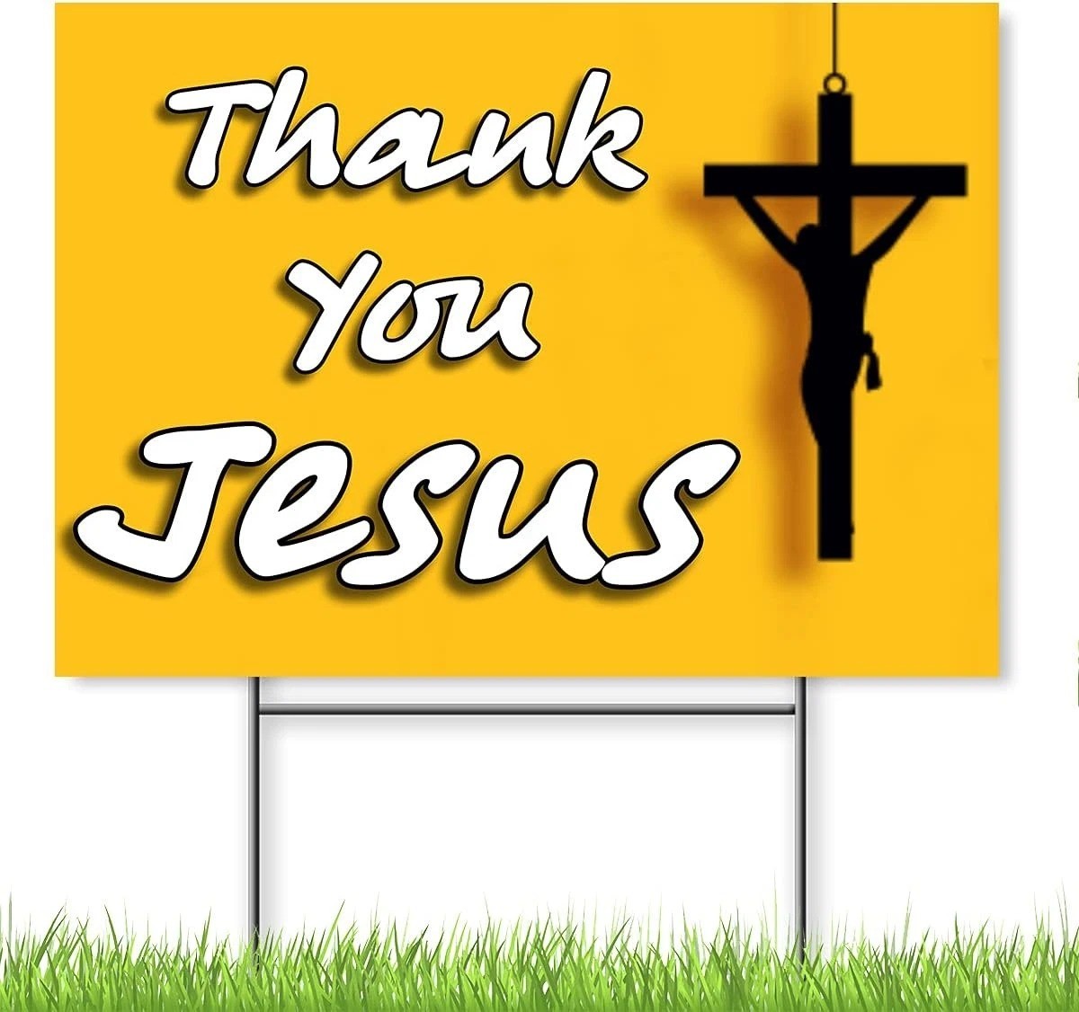 Thank You Jesus Yard Sign – 14X10 Double Sided Jesus Loves You Lawn Signs – M…