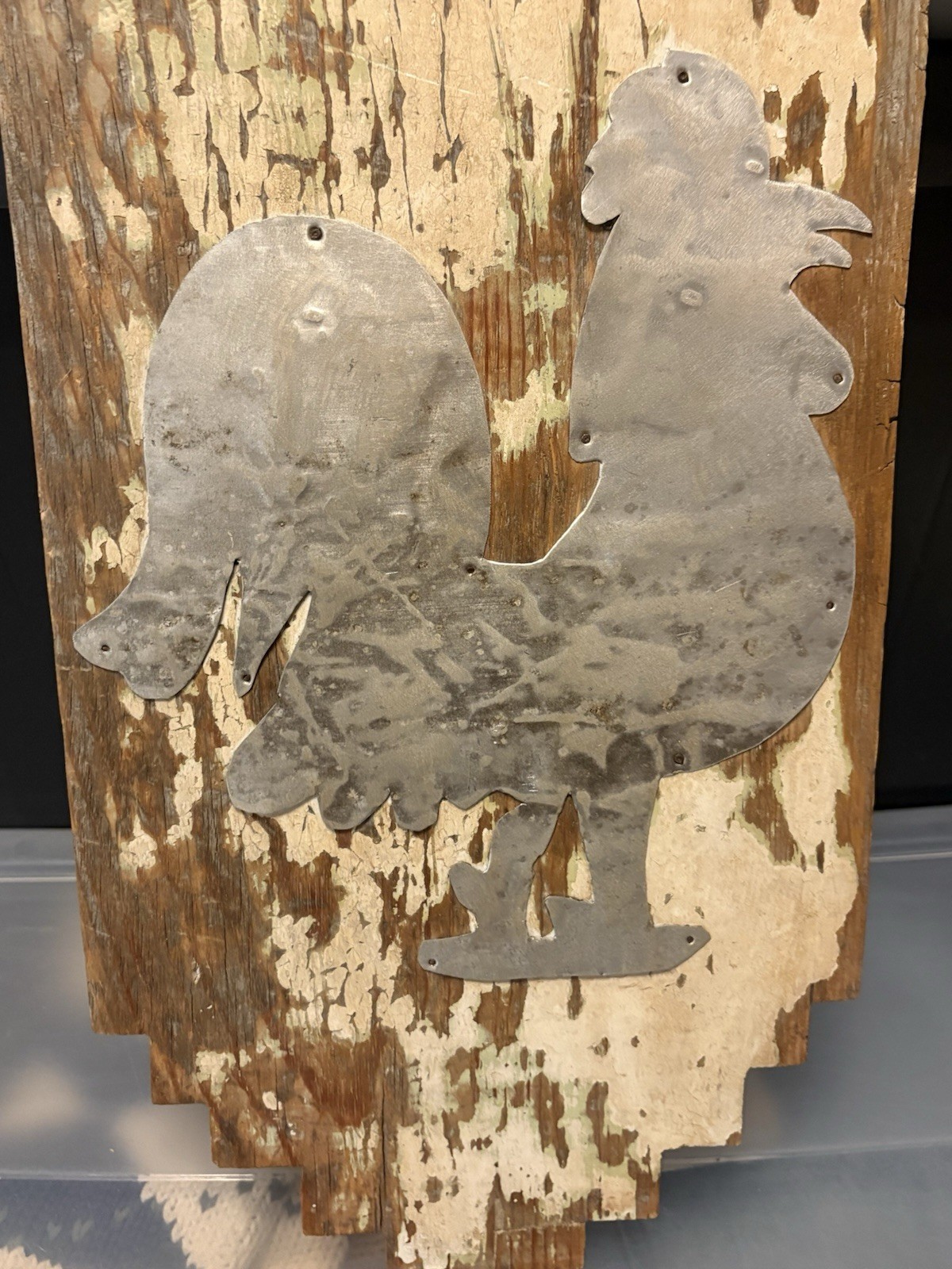 Wooden Tin Wall Hanging Decor Rooster Chicken Rustic Farmhouse Country Cottage