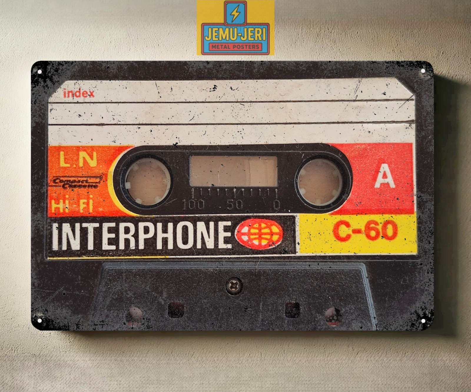 Interphone C-60 Cassette Tape Metal Poster Tin Sign Retro 80s Audio Wall Art New