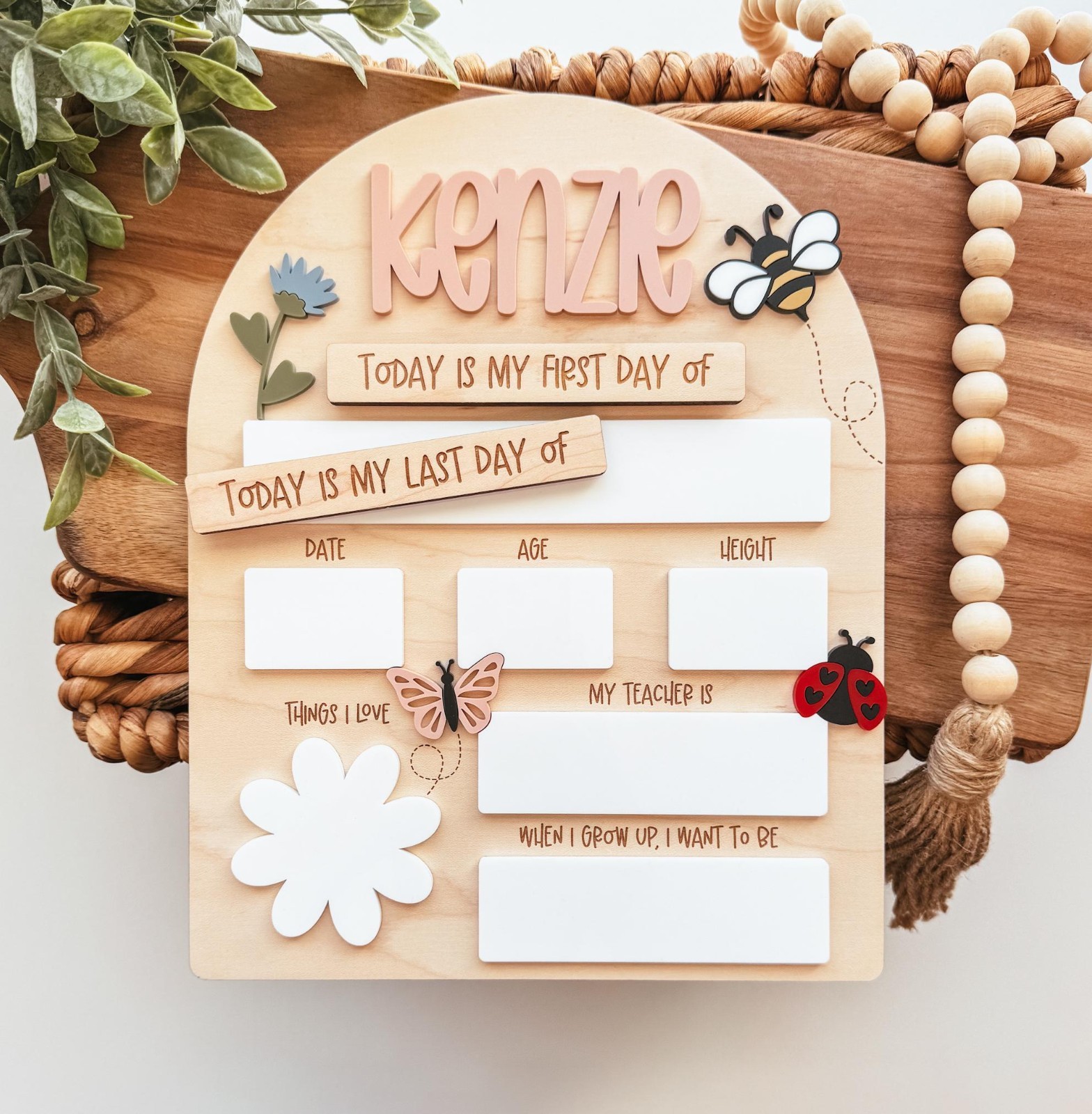 Custom First & Last Day School Sign, Interchangeable Photo Board