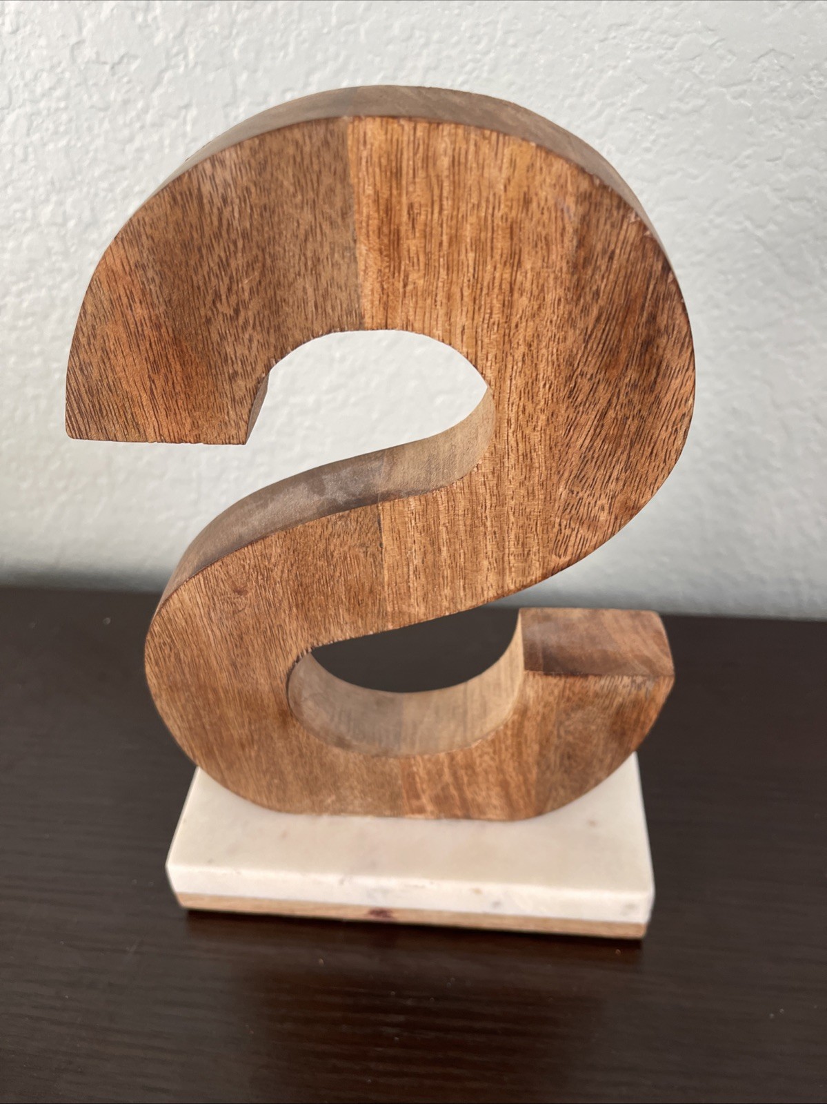 Decorative letter Wooden ‘S’ With Marble Base 9 Inches Tall