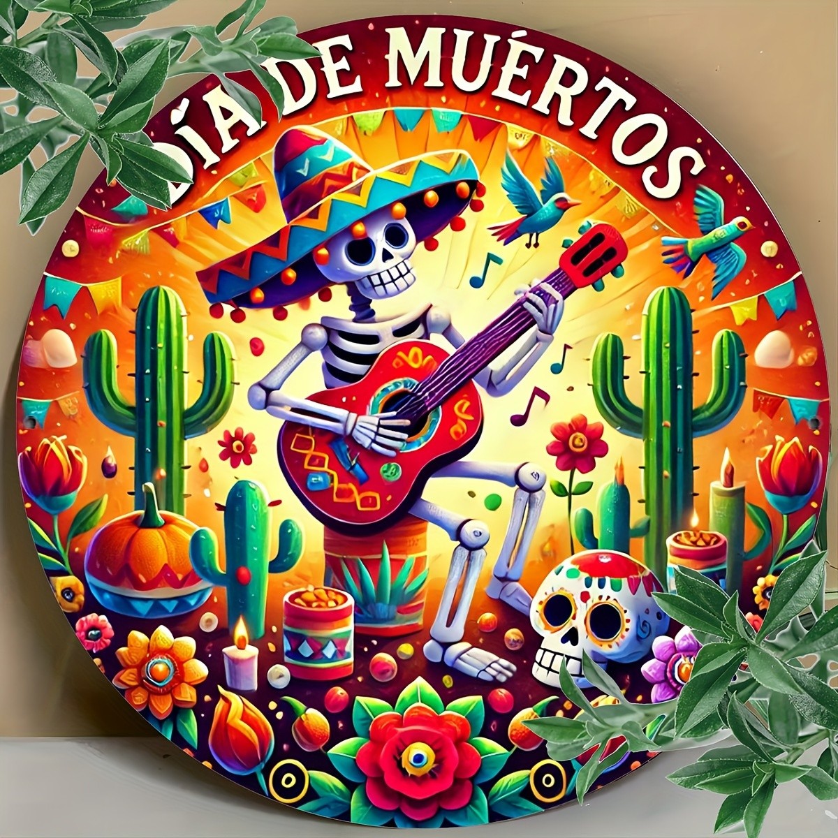 Tin Metal Signs 8×8 inches (20x20cm) Dia de los Muertos & Cinco de Mayo Sugar Sk