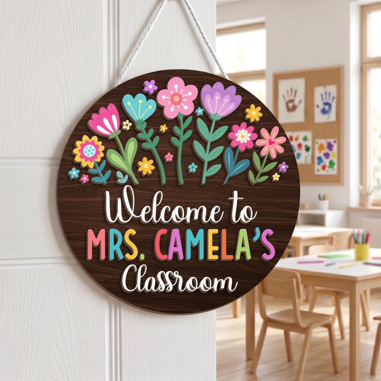 Personalized Teacher Welcome Door Sign, Custom Classroom Back to School Gift