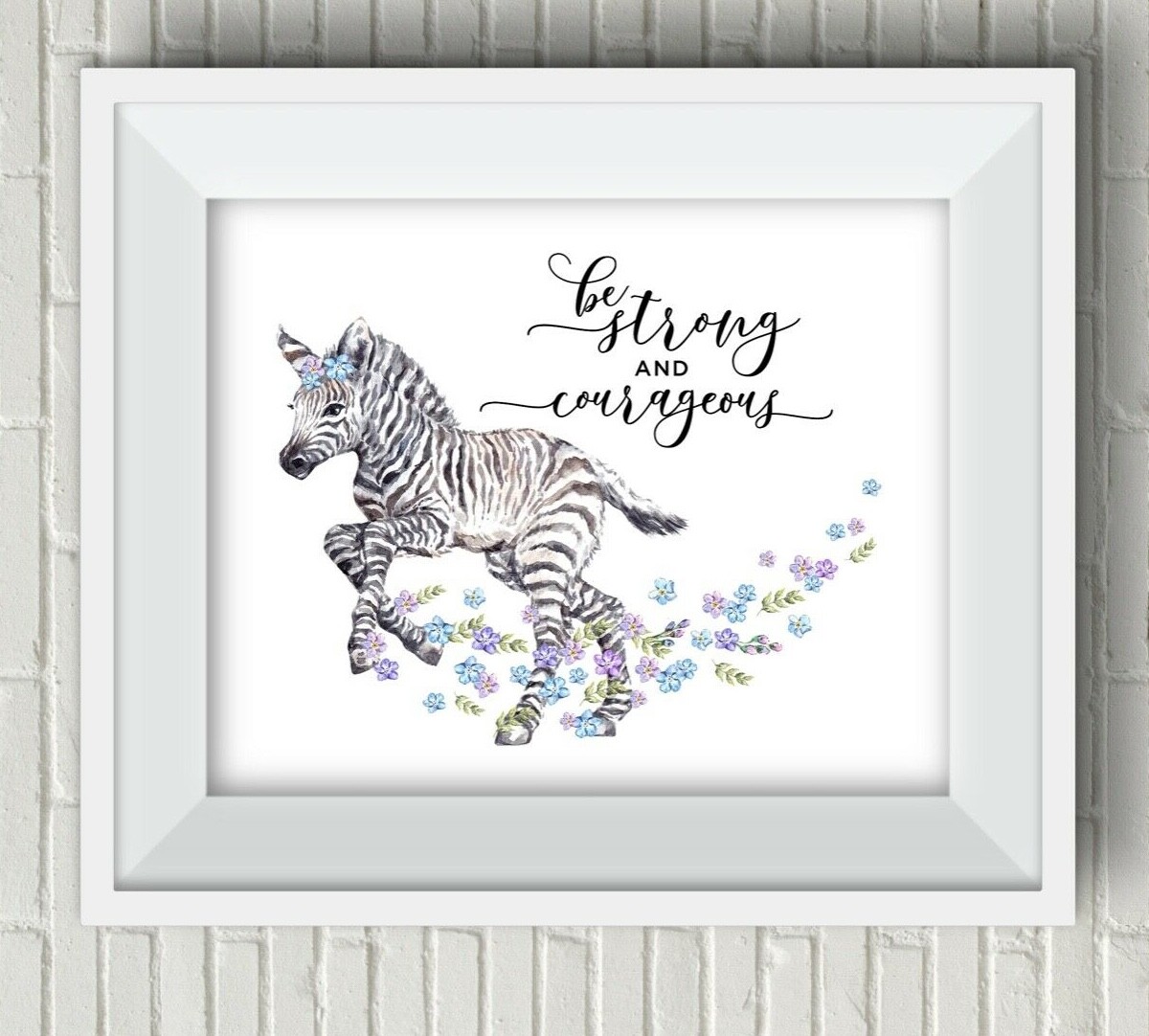 Be Strong, Courageous Suicide Awareness Zebra Horse SemiColon UNFRAMED Art Print