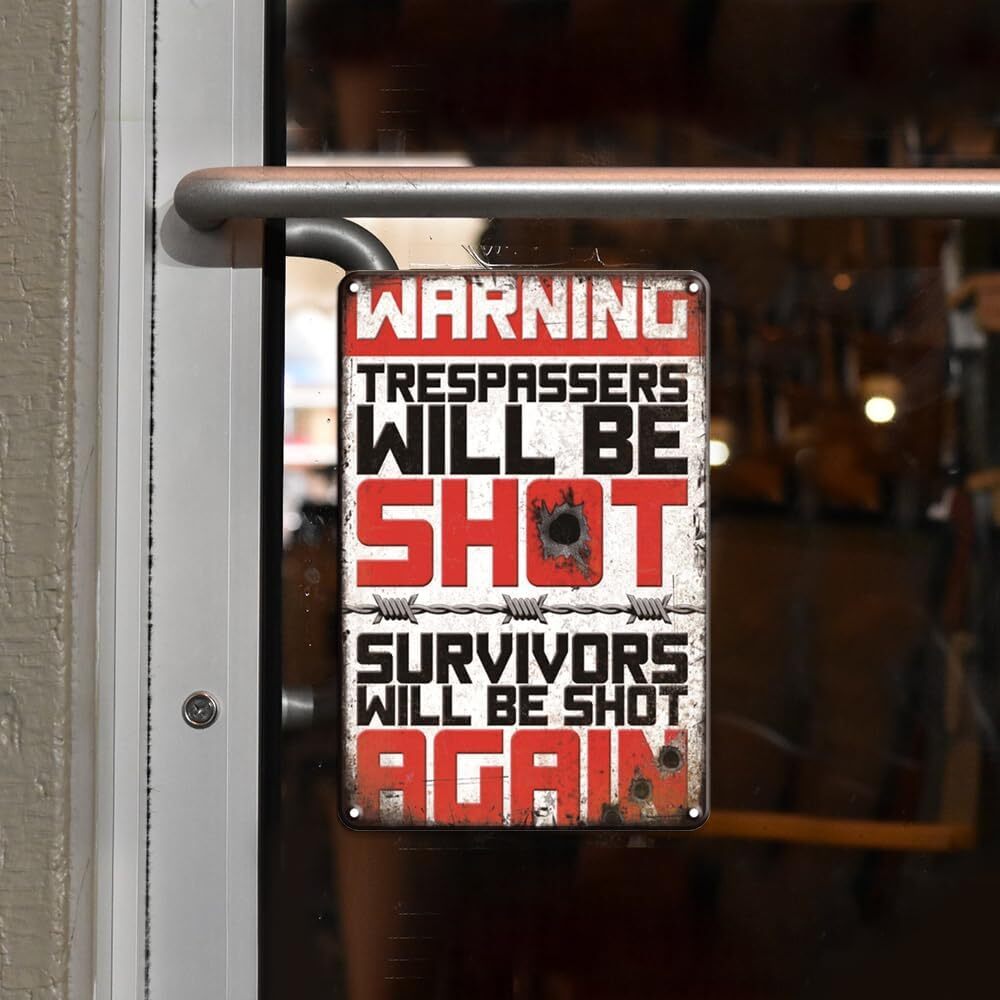 Trespassers Will be Shot Tin Metal Signs Private Property Warning Security