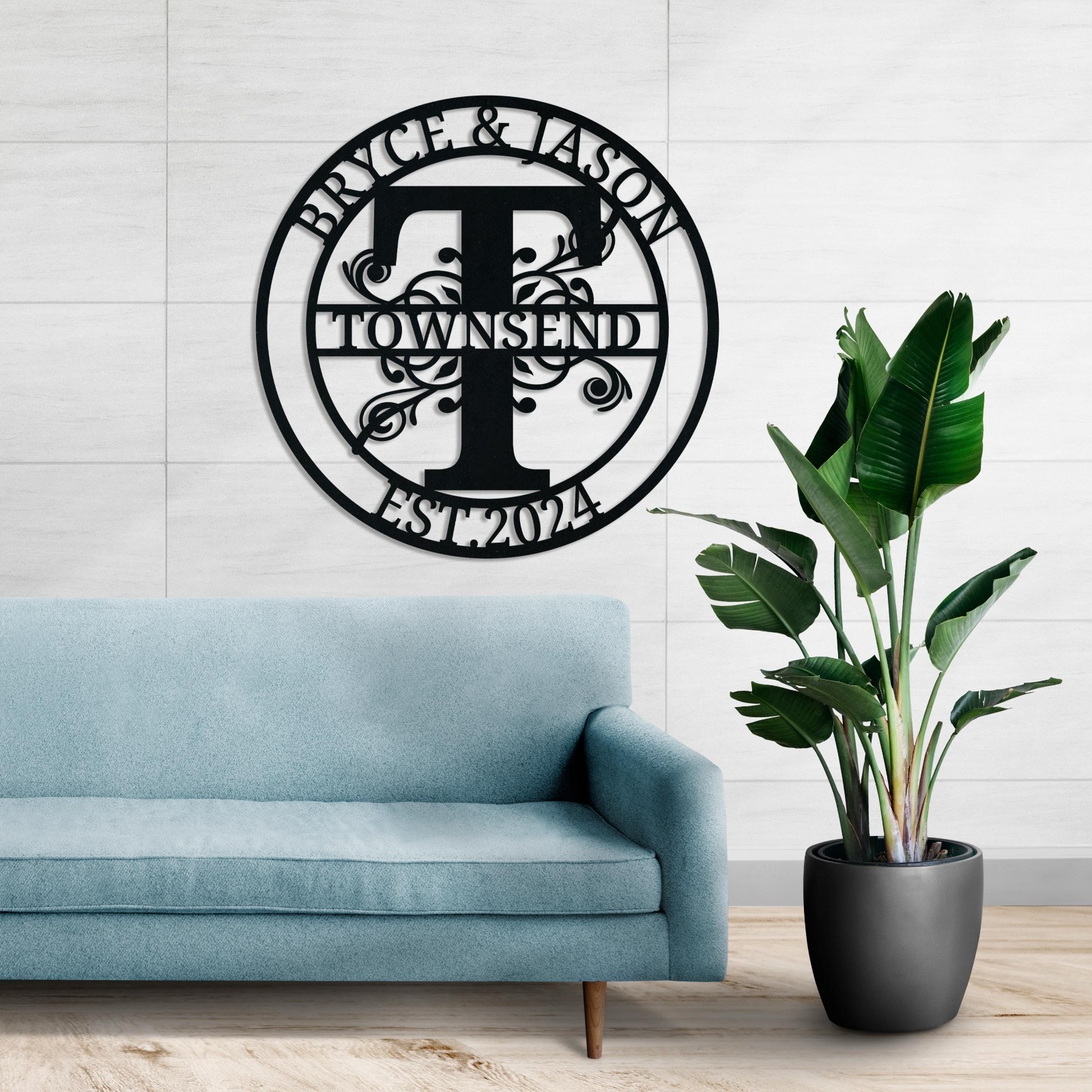 Custom Last Name Metal Wall Sign, Personalized Family Decor