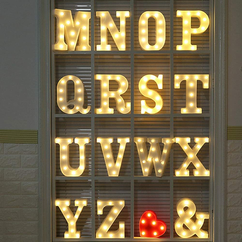 LED Letter Light Up Sign for Night Light, Wall Decor, Parties, Alphabet Marquee
