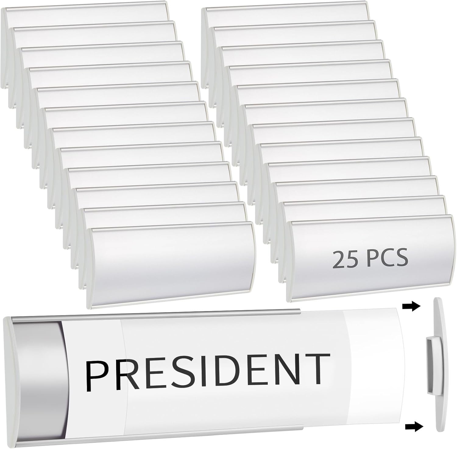 25 Pack Aluminum Name Plate Holders 8×3 Door Wall Office Sign