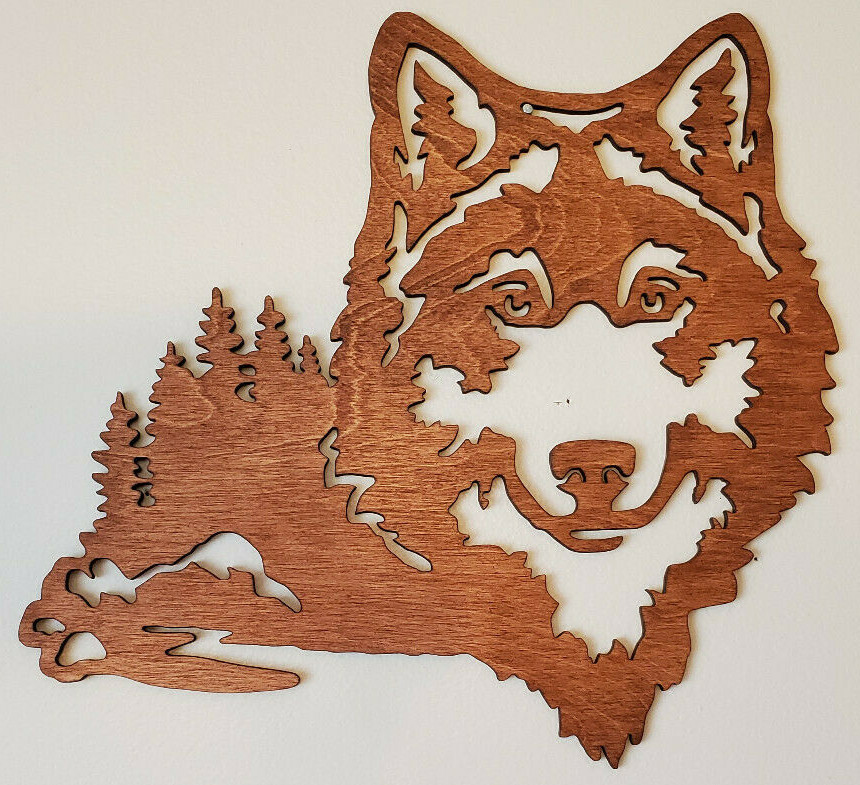 Beautiful Custom made Wolf with Trees accent for your picture arrangements.