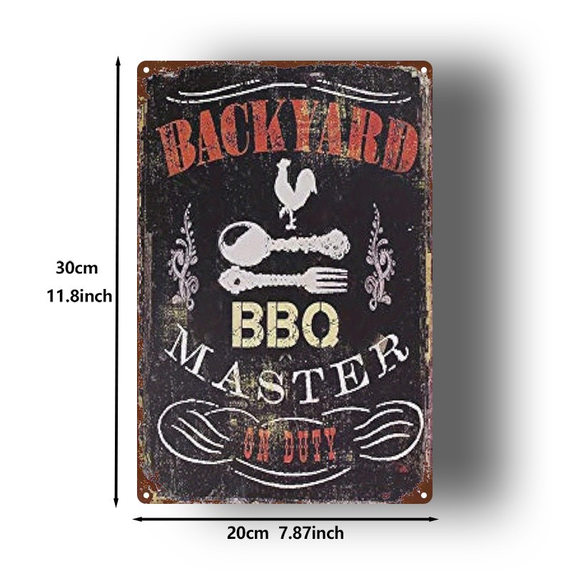 Retro BBQ Metal Sign 8×12 Inches
