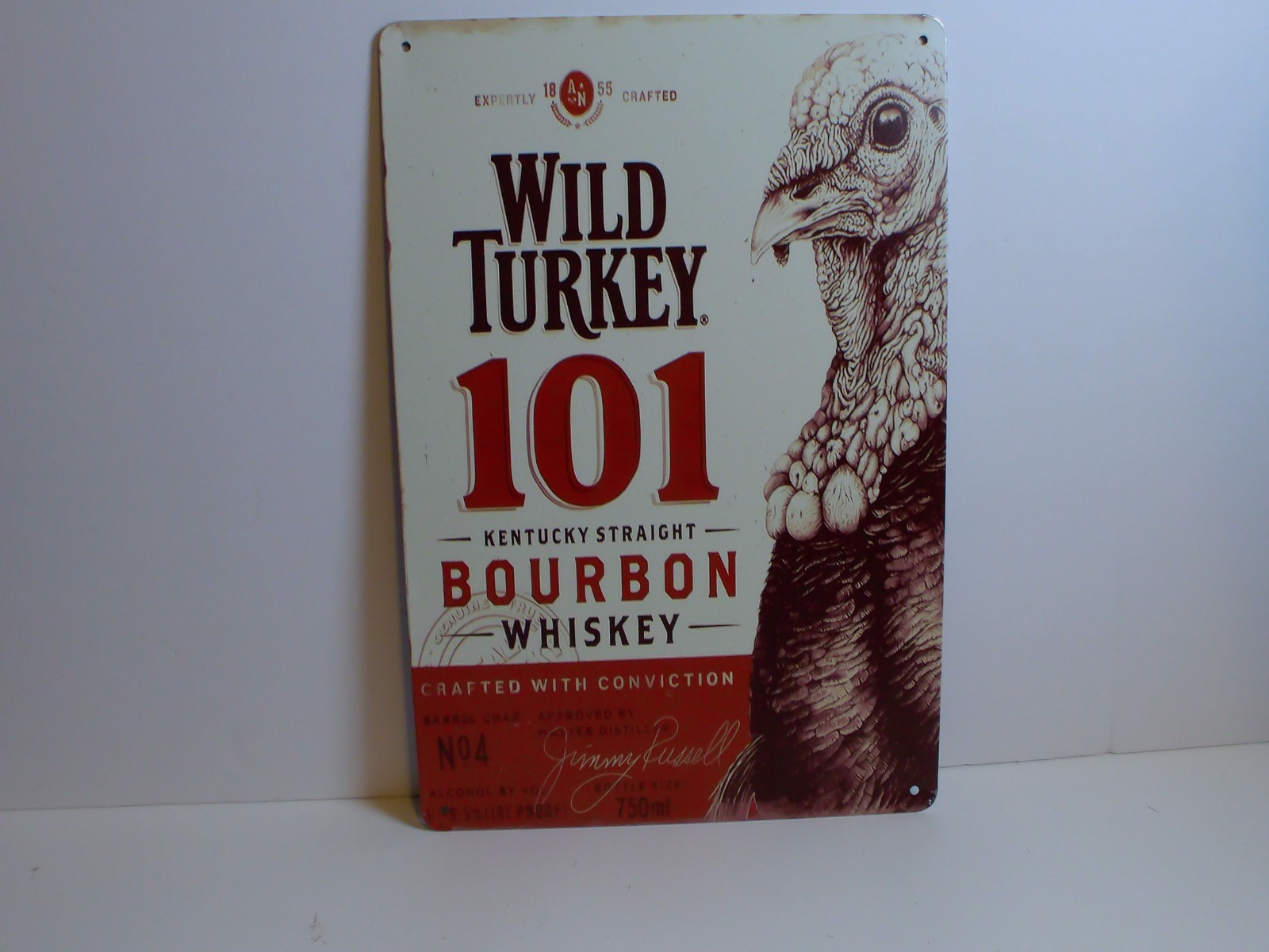 Wild Turkey 101 Bourbon Whiskey Tin Sign Bar Man Cave Garage Wall Decor 12×8