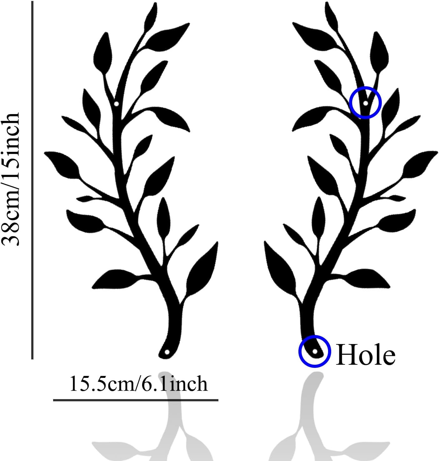 2 Pieces Metal Tree Leaf Wall Décor Branch Leaf Wall Art for Indoor Outdoor Gard