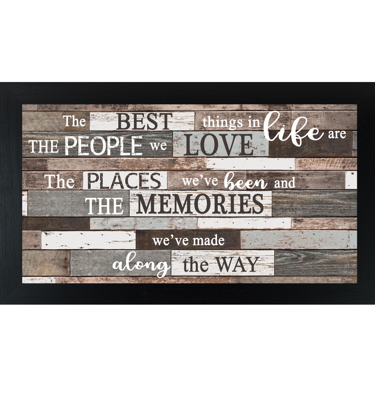 The Best Things in Life Wall Art – Long Horizontal Framed Rustic Quote Sign