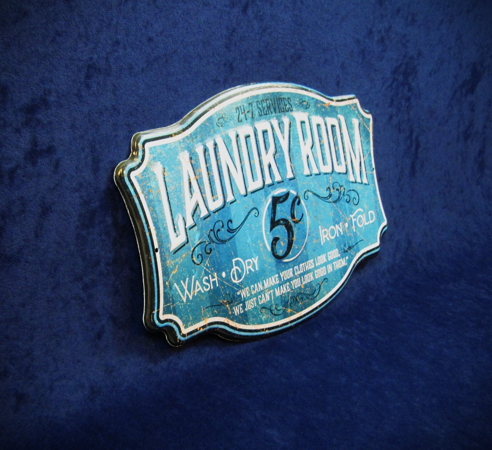 LAUNDRY ROOM -*US MADE*- Die-Cut Embossed Metal Sign – Utility Room Wall Décor