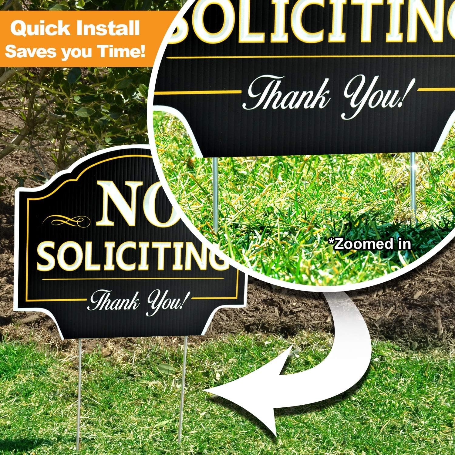 11.5″x9″ Coroplast No Soliciting Sign – Modern Design for Front Door Protection