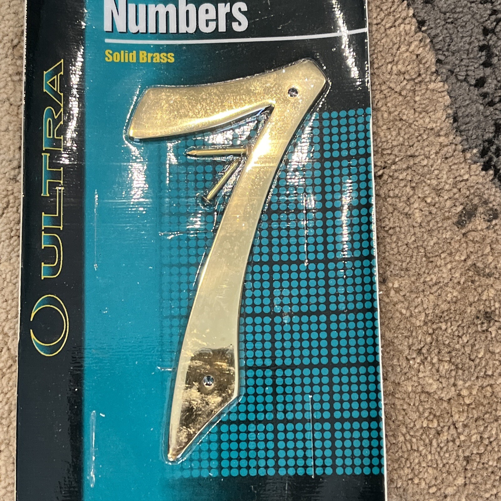 Ultra Hardware 53107 Solid Brass 4 1/2 Inch House Number 7 New Sealed