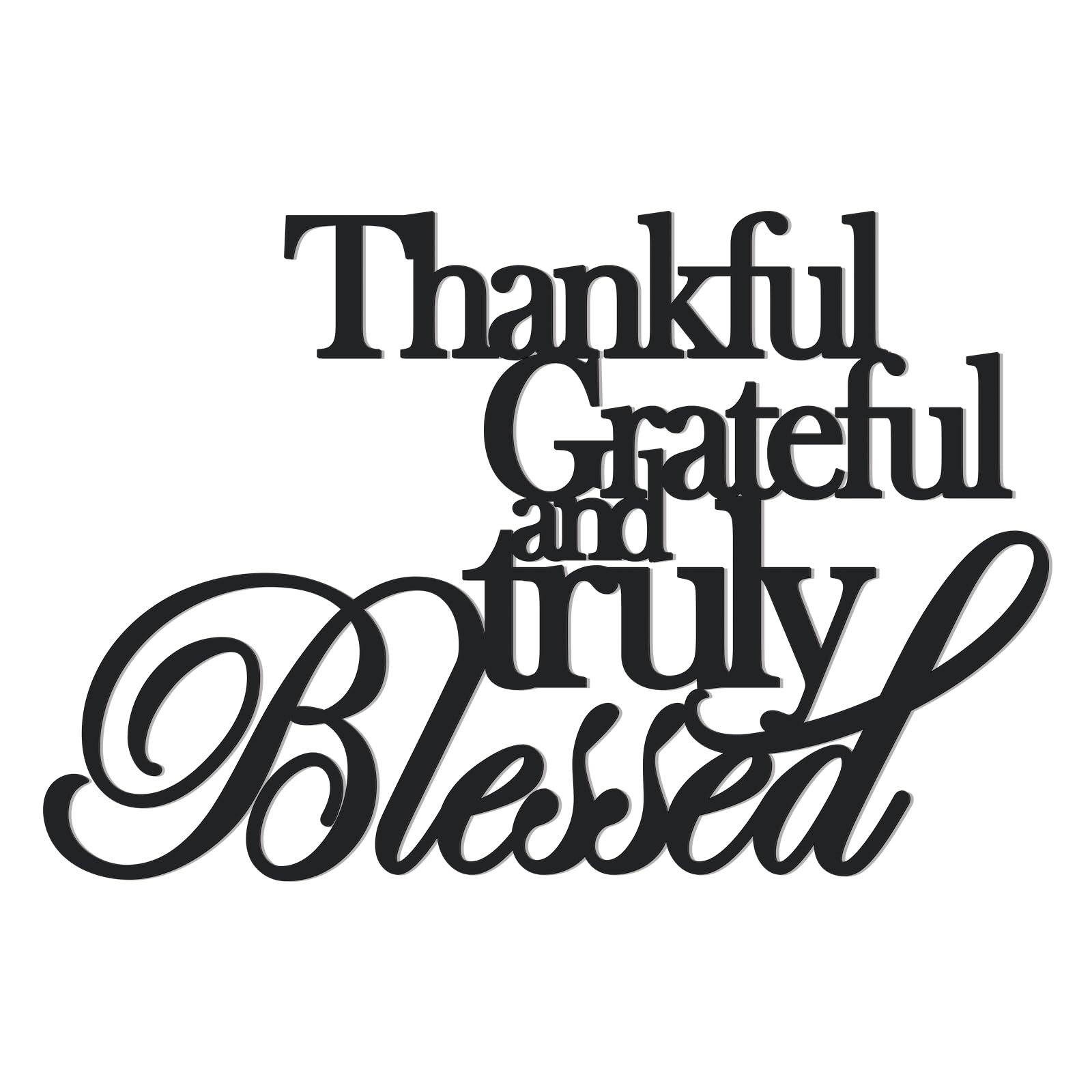 KOYILTD Classic Thankful Grateful Blessed Wall Decor – Black Medium,