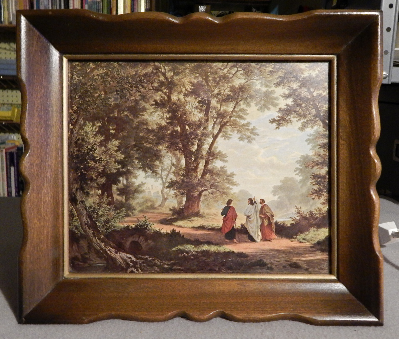 Vintage Lighted Road to Emmaus Picture in Wood Frame (12 1/2″ x 10 1/2″)