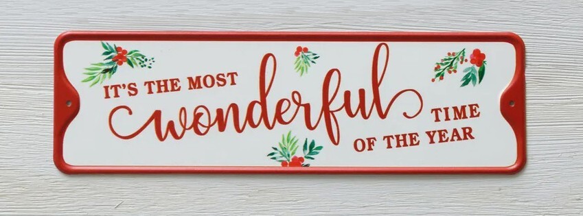 New – Distressed “MOST WONDERFUL TIME OF THE YEAR” Metal Sign 3.25″ H x 10.5″ W