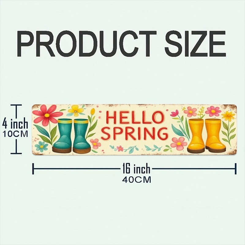 Waterproof Hello Spring Floral Metal Sign Backyard Patio Outdoor Spring Wall Art