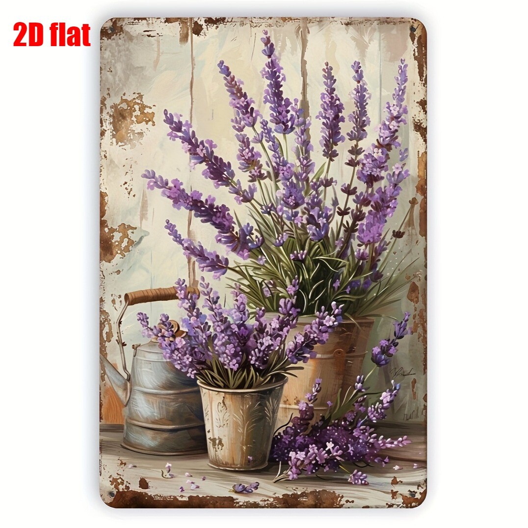 Garden Lavender Metal Tin Signs Plate Purple Flower Farmhouse Plaque Wall decor