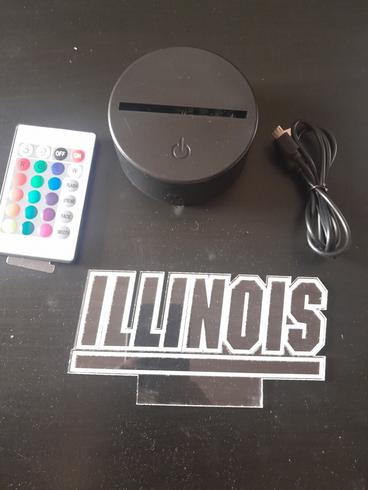 Edge Lit Tabletop Sign, Multi-Colored LED, Illinois, Illini, Art, Night Light