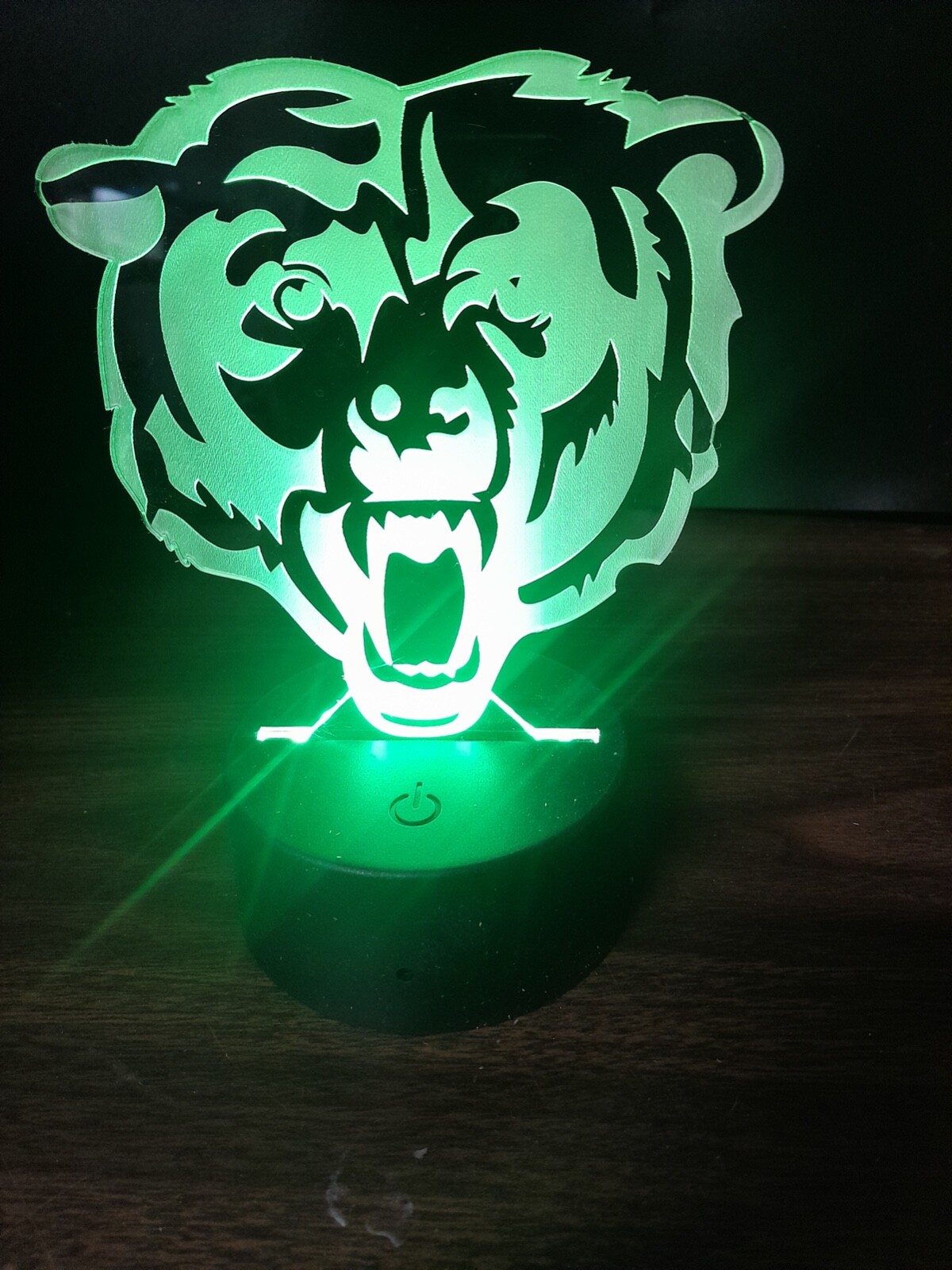 Edge Lit Tabletop Sign, Multi-Colored LED, Chicago Bears Bear, Night Light