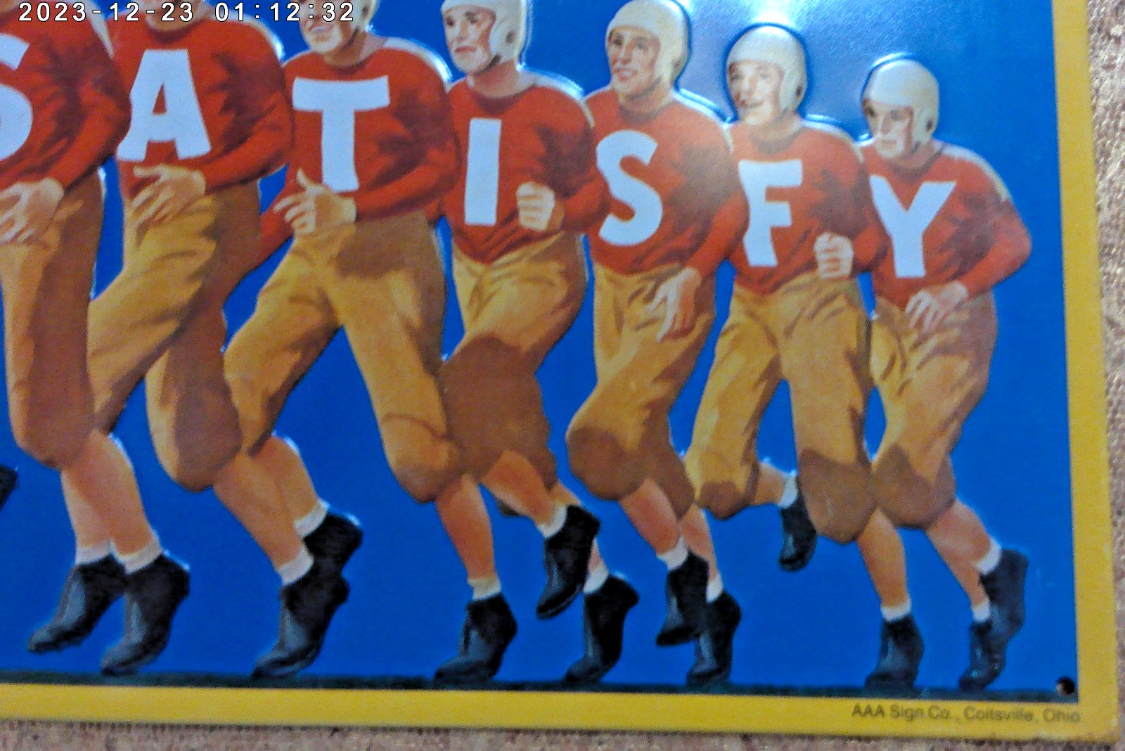 Chesterfield Cigarettes All-Star 11 Football Tin Sign AAA Coitsville, Ohio Repro