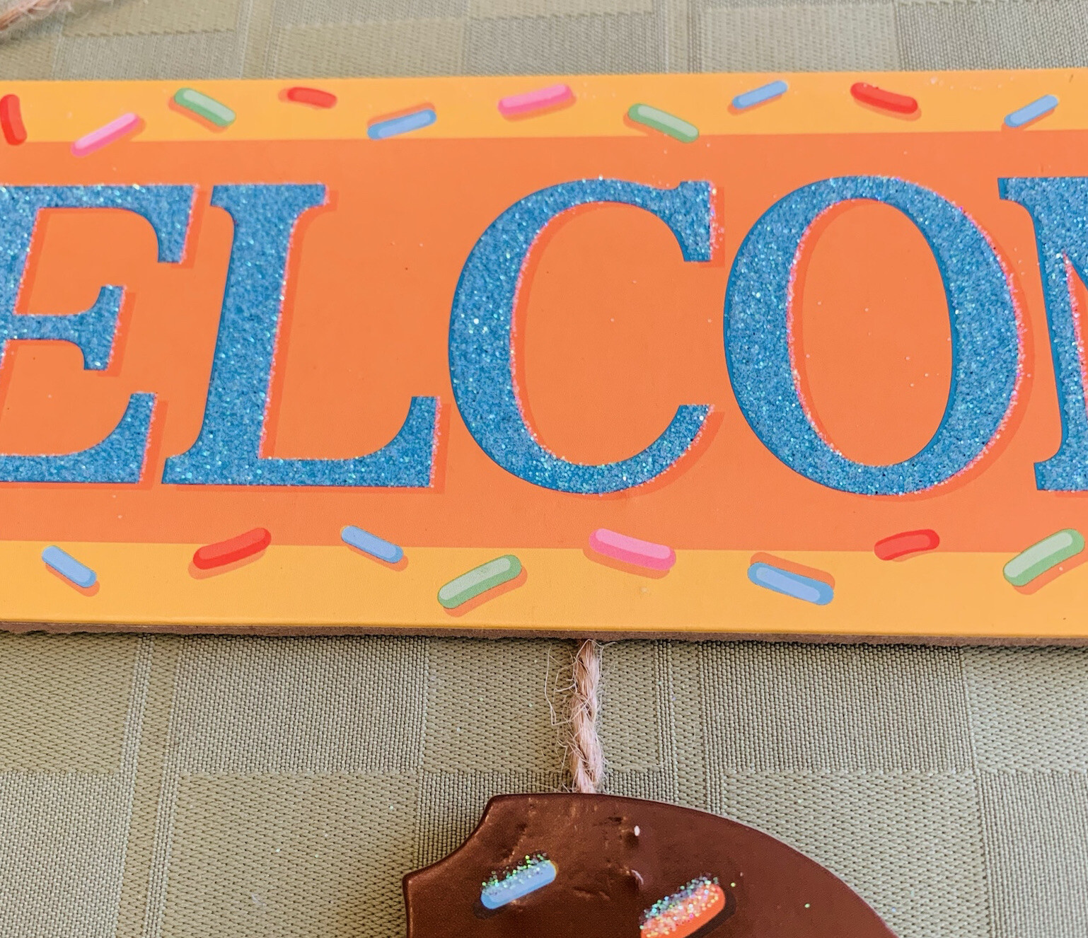WELCOME Summer Sign Popsicle Frozen Ice Cream Treats Decor Glitter Wall Door NEW