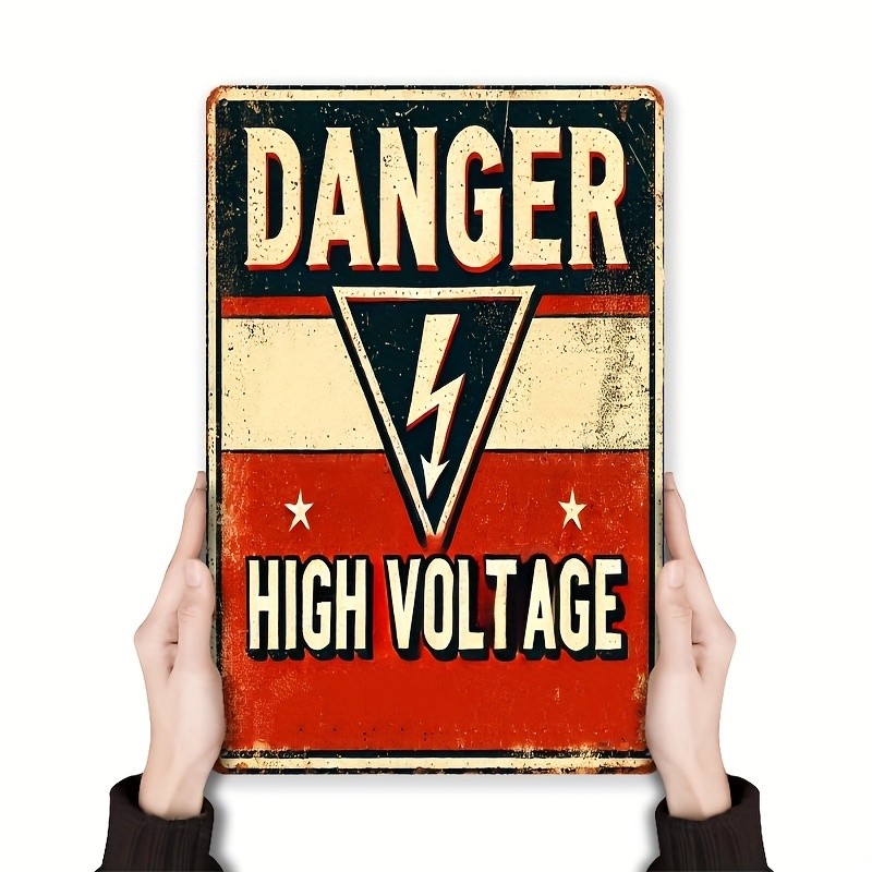 Industrial Warning Metal Sign Danger High Voltage Vintage Hanging Decoration