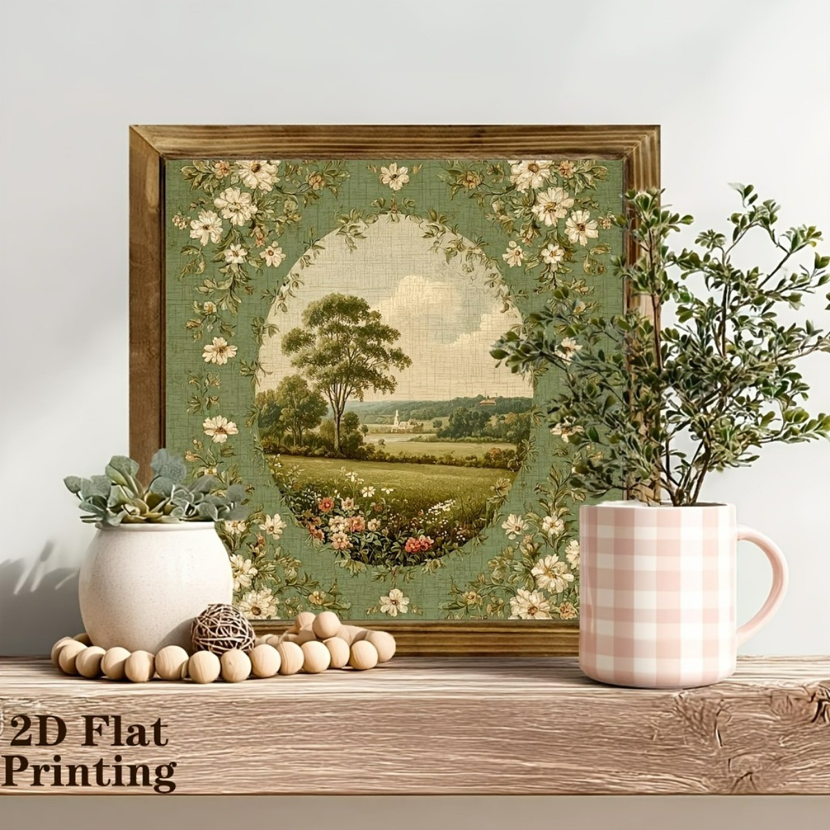 Rustic Landscape Wooden Sign French Postal Floral Decor for Bedroom Living Room
