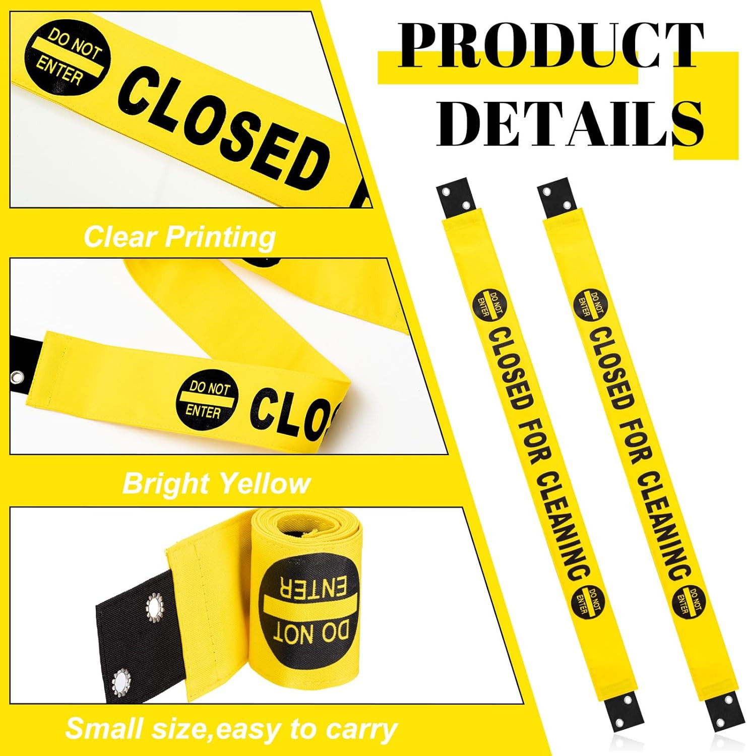 2 Pcs Restroom Closed for Cleaning Sign with Magnetic Ends Nylon Bathroom Cleani