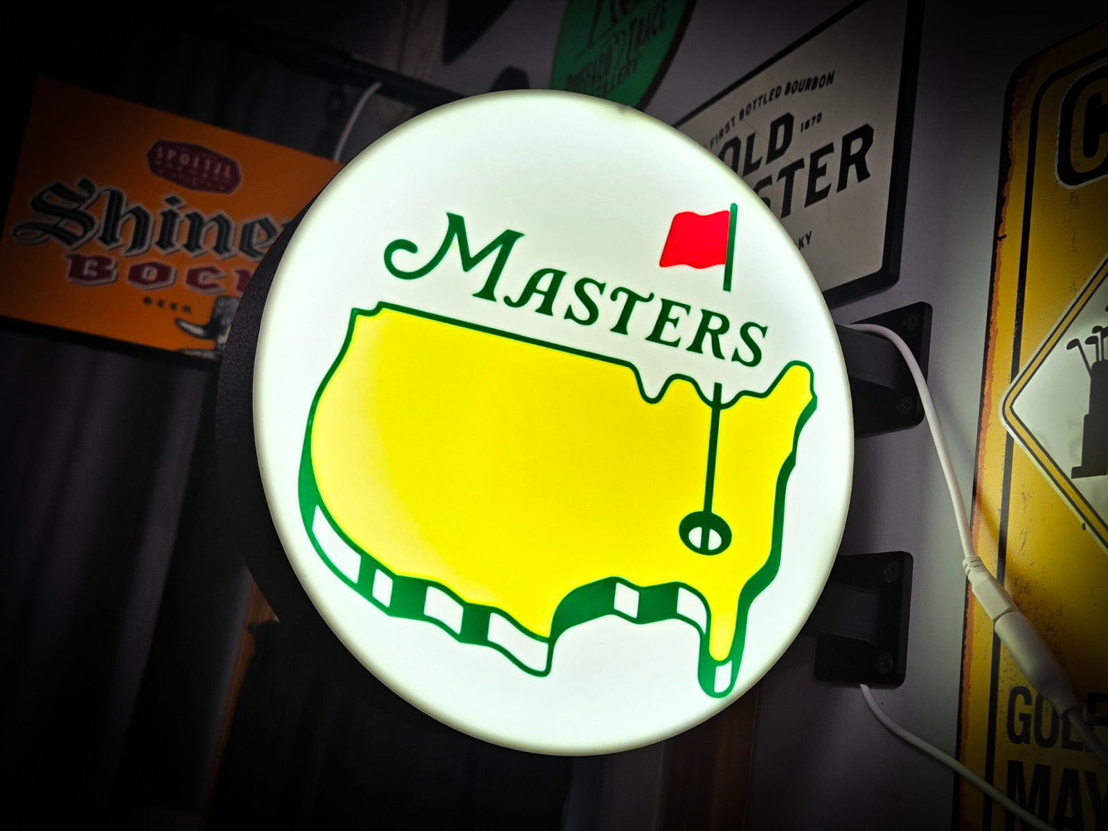 Masters LED Lightbox Sign 3D Printed Round Wall Mount Man Cave Garage Decor