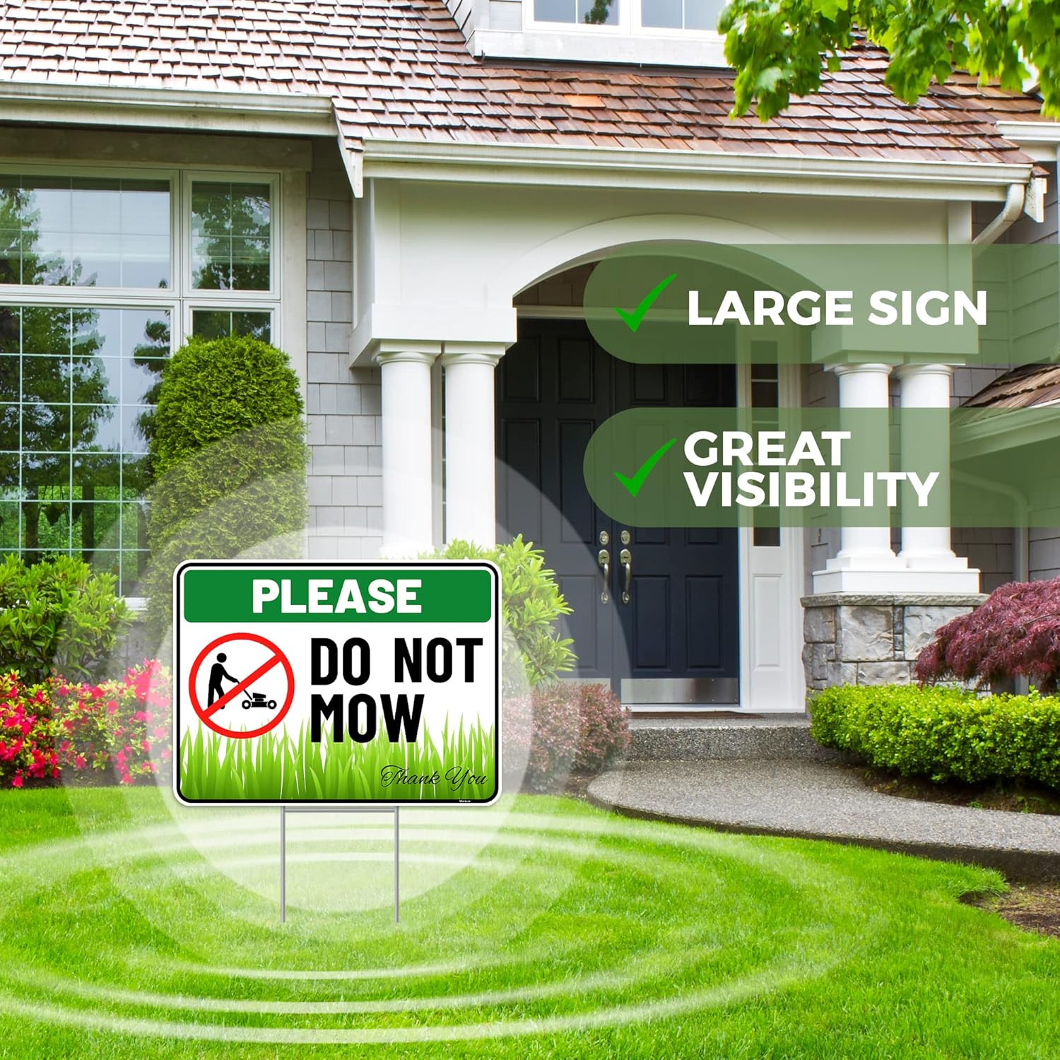 2PC Do Not Mow Sign with Stake 12 Inches by 9 Inches – Corrugated Plastic