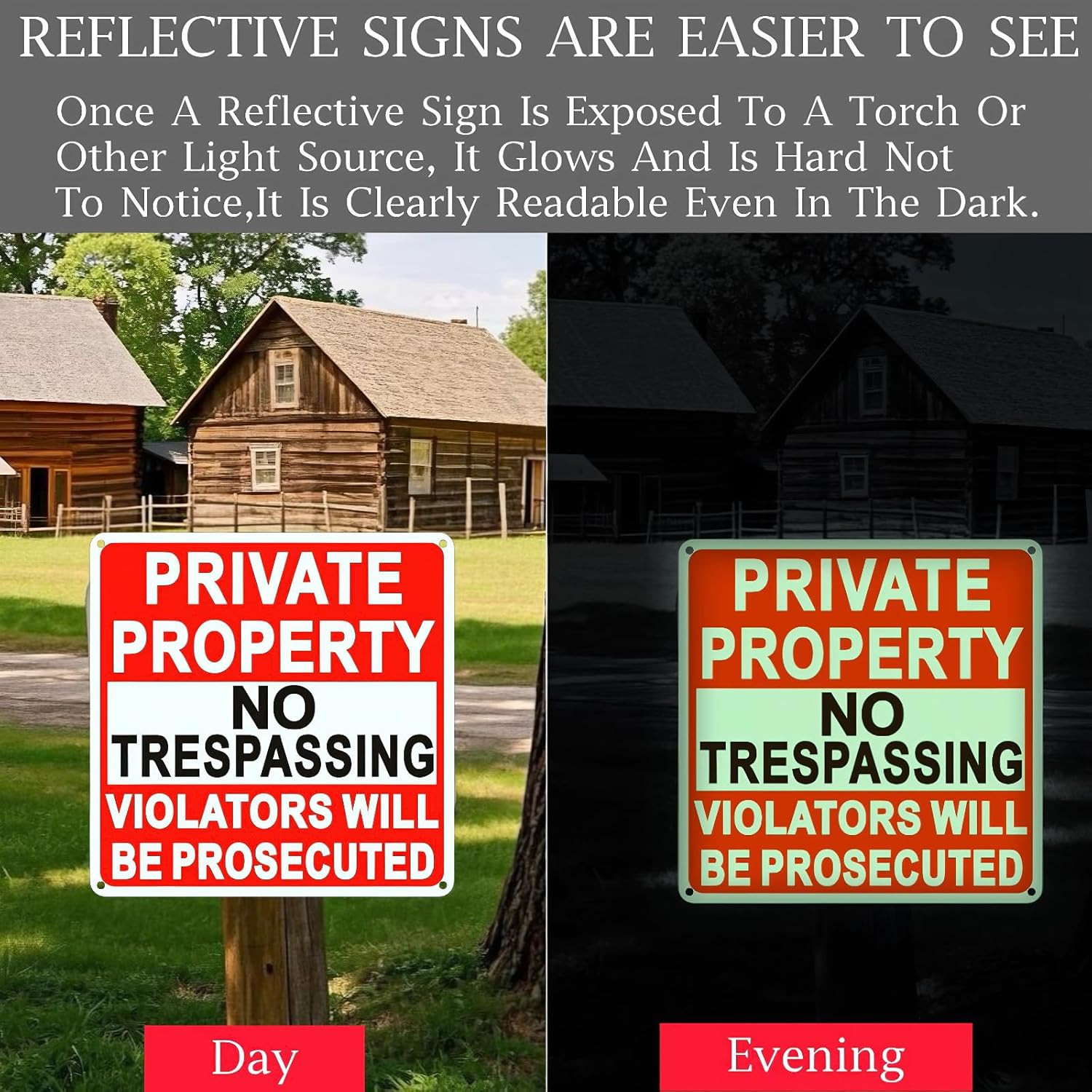 4 Pack Large No Trespassing Signs Private Property, 9.5 Inch X 9.5 Inch Private