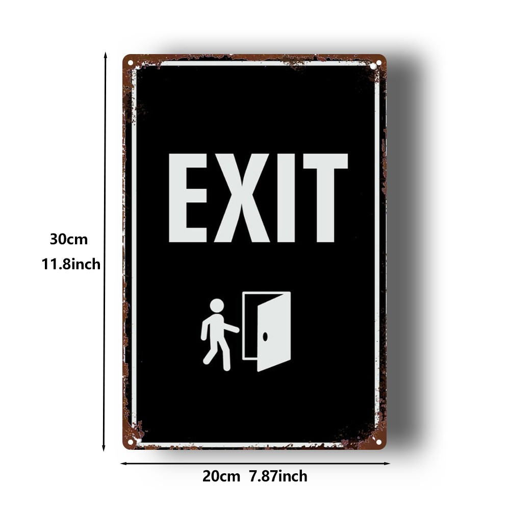Retro Black Exit Metal Sign Industrial Safety Marker for Warehouse Office