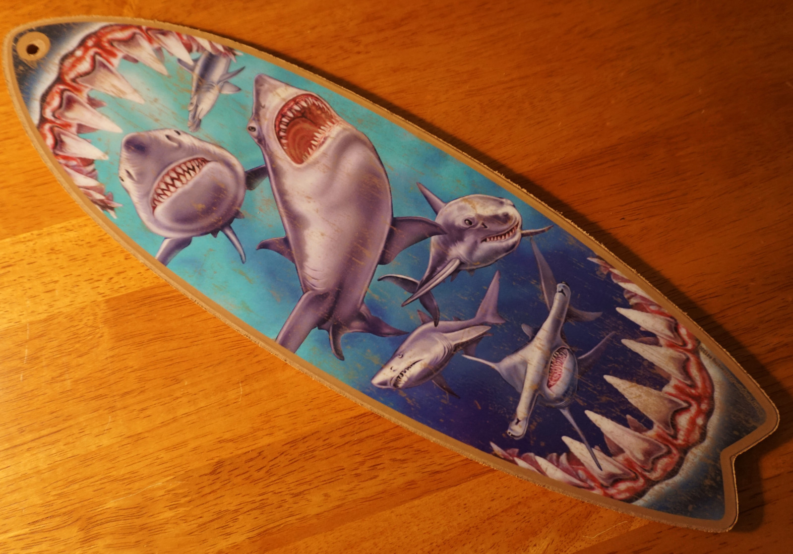 GREAT WHITE SHARK TEETH BITE SURFBOARD SIGN Beach Surfing Surfer Home Decor NEW
