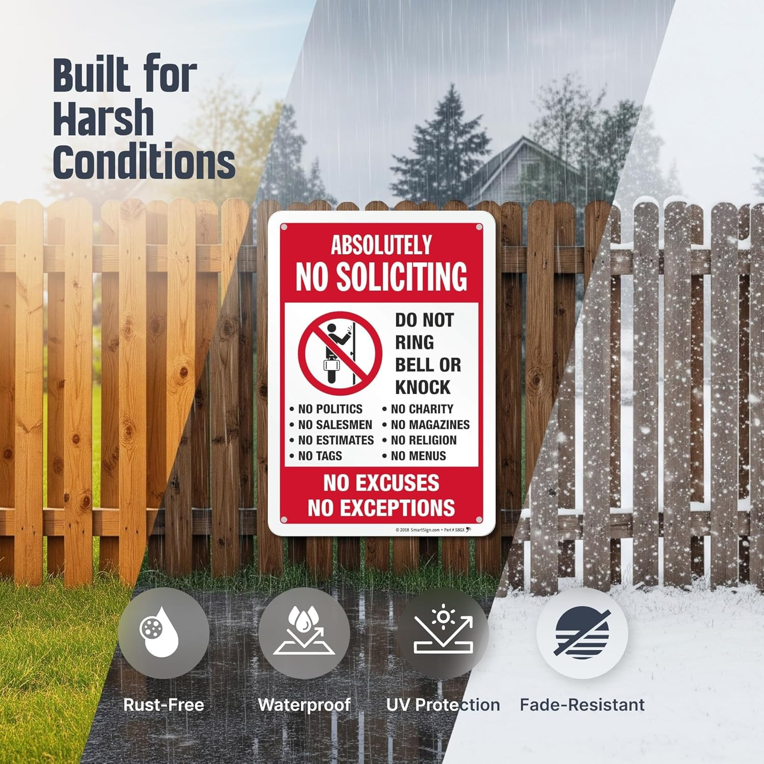 10″ x 7″ ‘Absolutely No Soliciting Do Not Ring Bell No Excuses No Exceptions’ Me