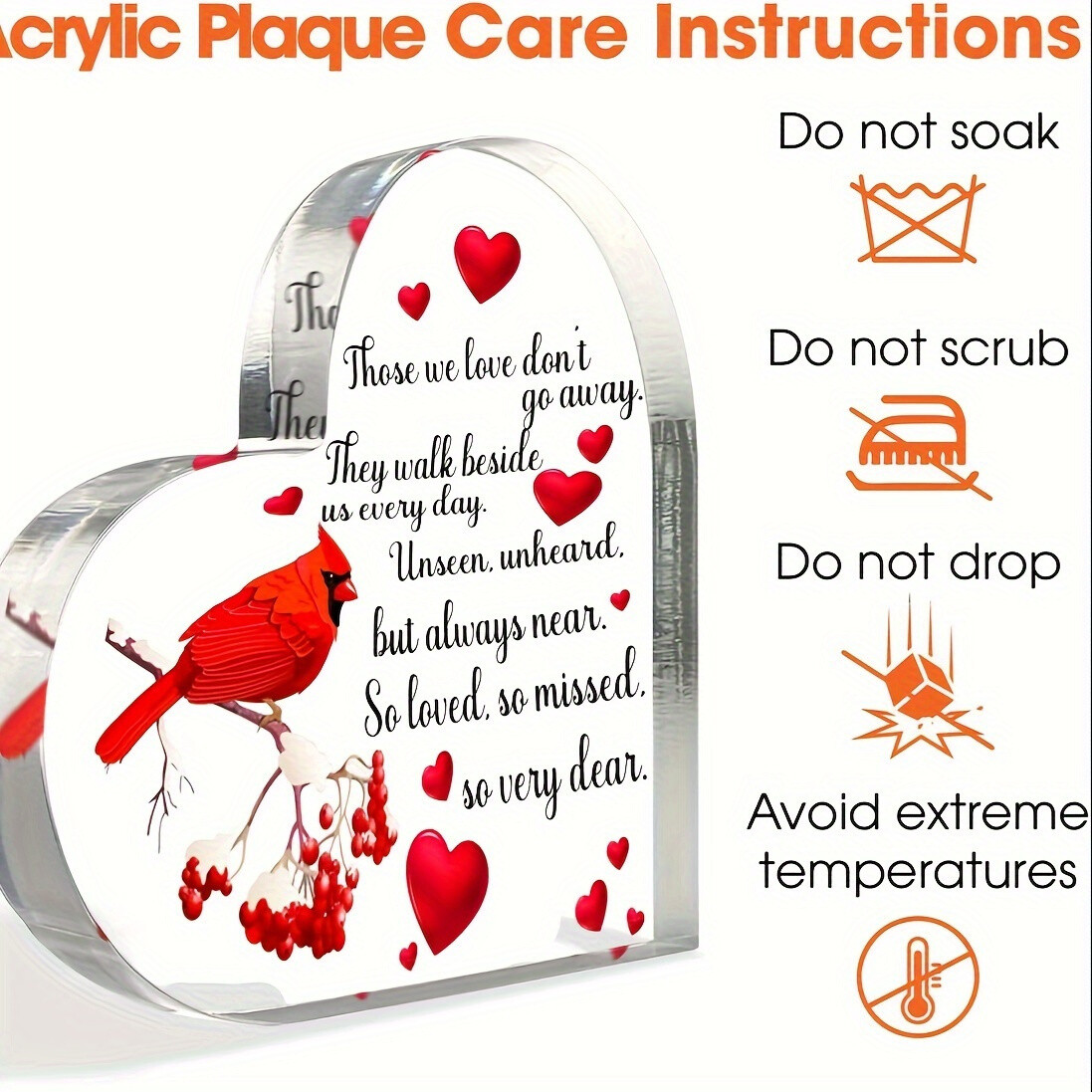 Memorial Gift Acrylic Heart Shaped Memorial Plaque for Deceased Loved Ones