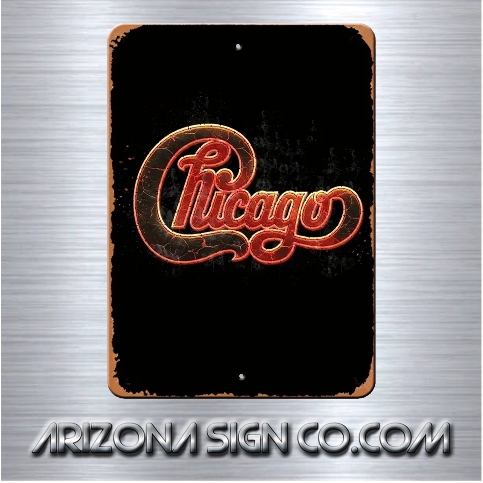 Vintage Look Reproduction Design CHICAGO Rock Band Aluminum Sign 8 x 12