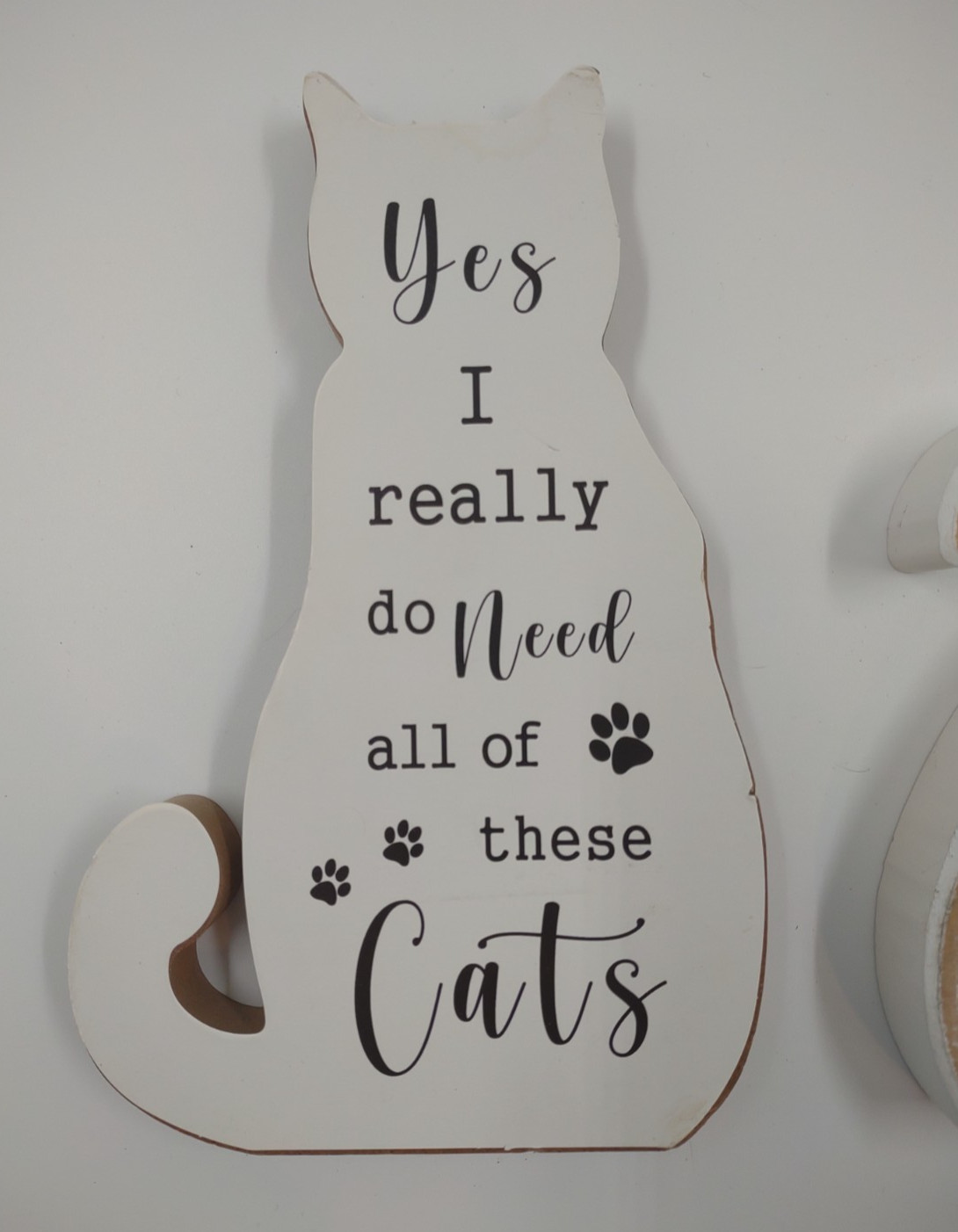Set of 2 laser cut MDF wooden white freestanding cat silhouette table decor