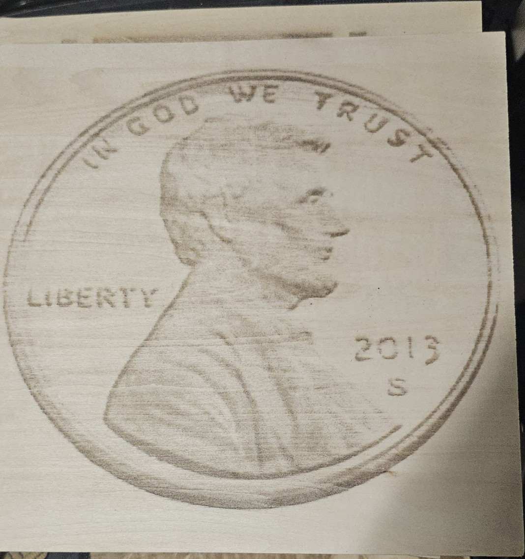 Lincoln Penny Design Wood Plaque Round Beige Decorative Handmade