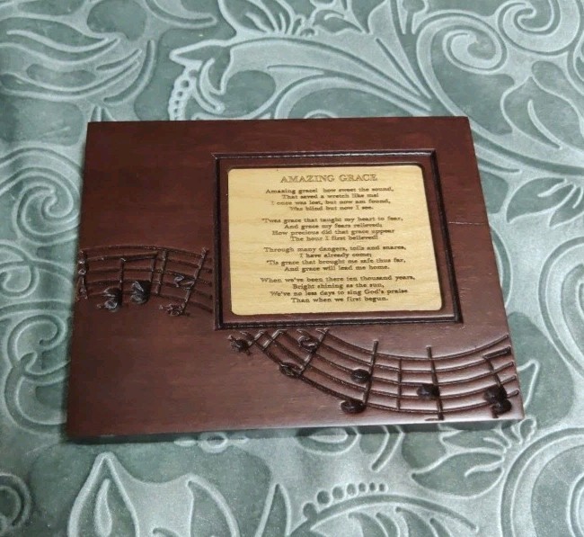 Amazing Grace Hymn Solid Wood Plaque P. Graham Dunn Cherry Wood Amish Handmade