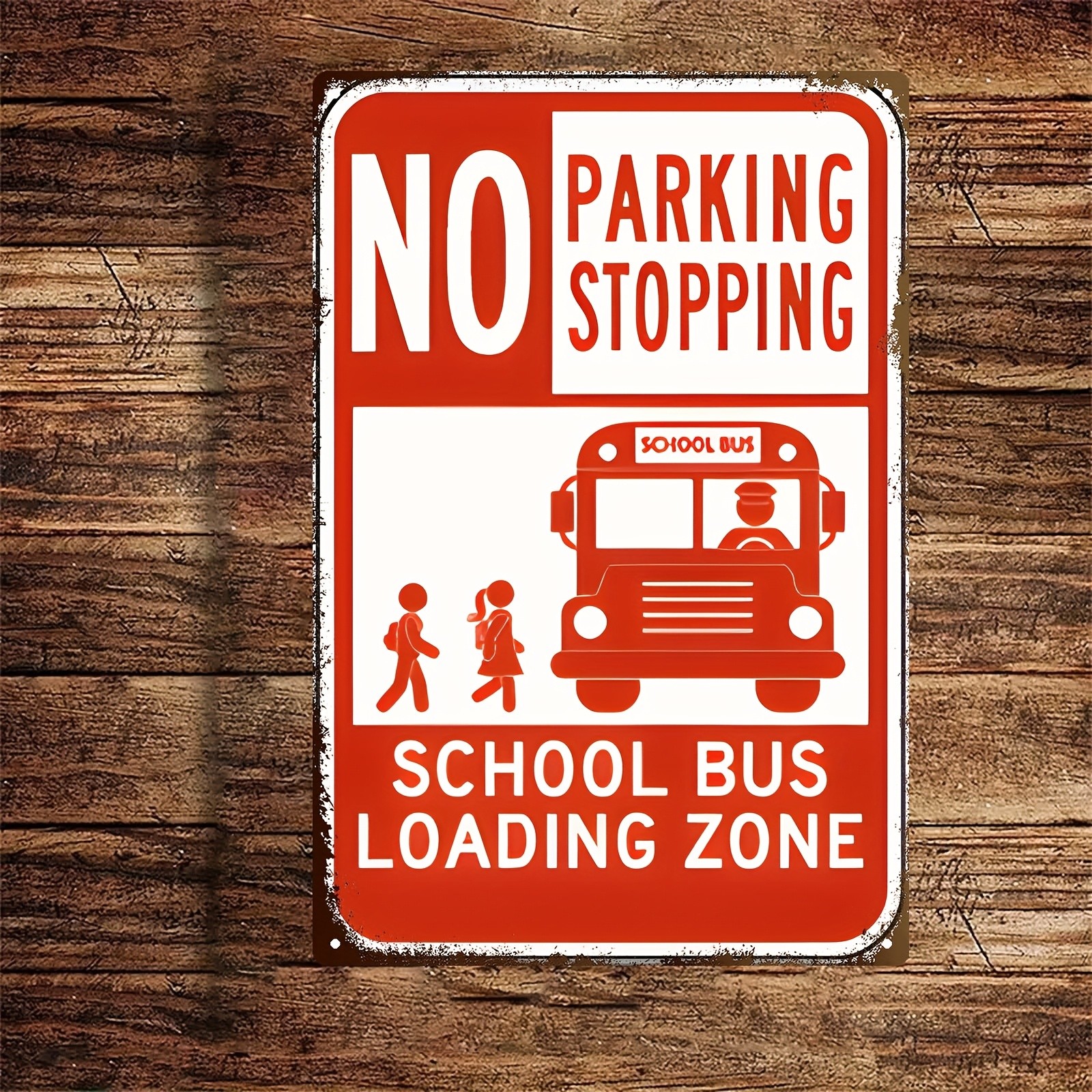 No Parking Stopping School Bus Loading Zone Metal Sign Traffic Safety Wall Decor